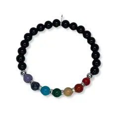 ESPIRAL ROJO - Pulsera 7 Chakras - Onix y Plata