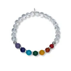 ESPIRAL ROJO - Pulsera 7 Chakras - Cuarzo Cristal y Plata