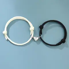 GENERICO - Pulsera pareja con corazon imantados