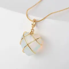 GENERICO - Collar de mujer con ópal acero inoxidable enchapado