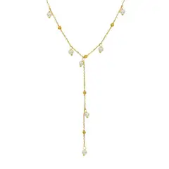 VATYERTY - Collar con diamante de imitación & con diseño de hoja Amarillo Oro