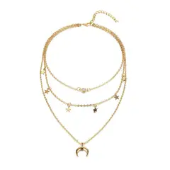 VATYERTY - Collar a capas con diseño de lun Amarillo Oro