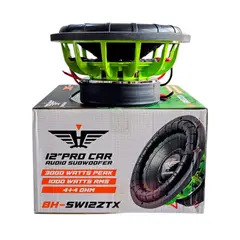 BLACK HAWK - Subwoofer 12" Pulgadas 3000W 1000 RMS 2 Bobina Serie Pro