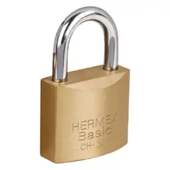 HERMEX - Candado de hierro 30 mm color laton Basic,