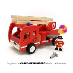 GENERICO - Juguete de CARRO de BOMBERO HECHO DE MADERA