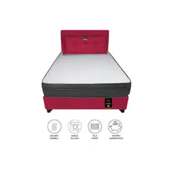 BARAKA HOME - Dormitorio Turin 2 Plz + Cabecera Ajustable + Cojín - Rojo