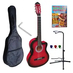 VOZZEX - Guitarra acústica c/corte ROJO 39″ c/funda c/varilla de calibración «VOZZEX»