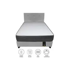 BARAKA HOME - Dormitorio Turin 1.5 Plz + Cabecera + 1 Almohada - Gris Claro