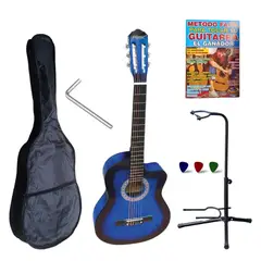 VOZZEX - Guitarra acústica corte AZUL 39″ cfunda cvarilla de calibración «VOZZEX»