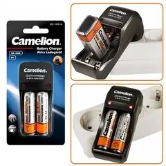 CAMELION - Cargador de Pilas/Batería AA/AAA + 2 Pilas AA 2000mAh