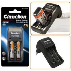 CAMELION - Cargador de Pilas/Batería AA/AAA + 2 Pilas AAA 1000mAh