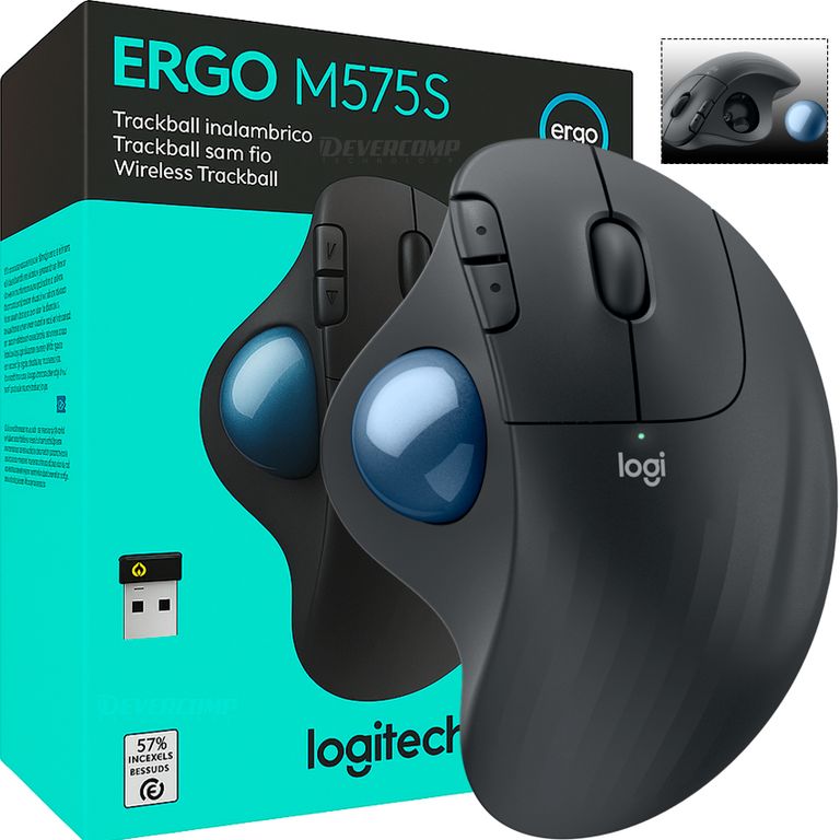Mouse Ergo M575s Wireless Bluetooth TrackBall Black