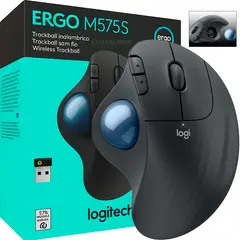 LOGITECH - Mouse Ergo M575s Wireless Bluetooth TrackBall Black