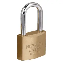 HERMEX - Candado de hierro Arco largo 50 mm, color laton,