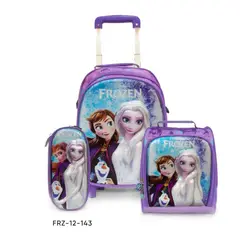 GENERICO - SET MOCHILA ESCOLAR DE 4 RUEDAS FROZEN LILA