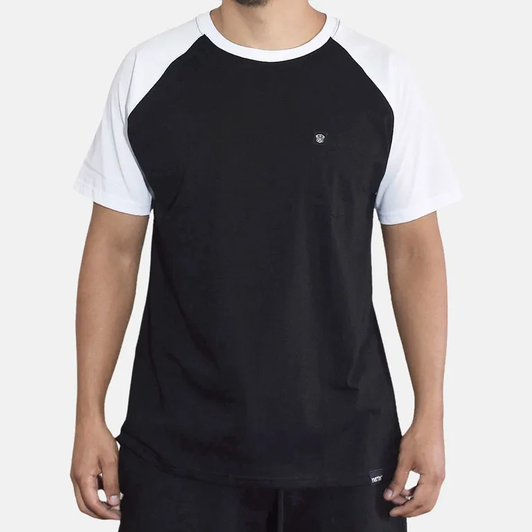 Polo Ranglan de Algodón con Bolsillo Negro