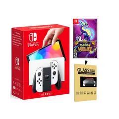 NINTENDO - Consola Switch Oled Blanca + Pokemon Violet + Mica