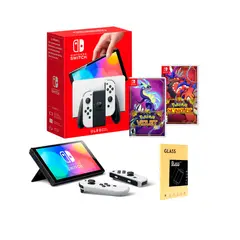 NINTENDO - Consola Switch Oled Blanca+ Pokemon Violet+ Pokemon Scarlet+M