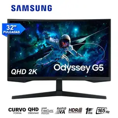 SAMSUNG - Monitor 165Hz LS32CG552ELXPE dyssey G5 WQHD 1ms Curvo FreeSync