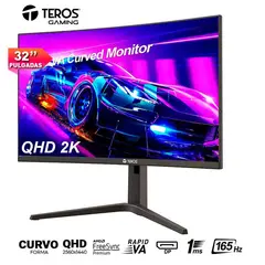 Monitor Curvo TEROS Gamer TE-3214G 2K QHD 1 ms 165 Hz VA