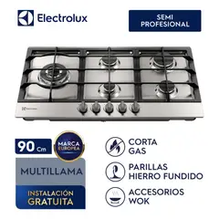 ELECTROLUX - Cocina 5 quemadores Experience Semiprofessional Inox de Gas KE9DX