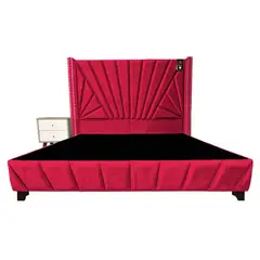 BARAKA HOME - Dormitorio Lienz 1.5 Plz + Cabecera + 1 Velador - Rojo