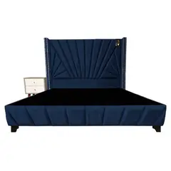 BARAKA HOME - Dormitorio Lienz 1.5 Plz + Cabecera + 1 Velador - Azul Marino