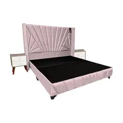 BARAKA HOME - Dormitorio Lienz Queen + Cabecera + 2 Veladores - Rosado