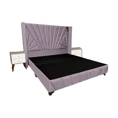 BARAKA HOME - Dormitorio Lienz Queen + Cabecera + 2 Veladores - Lila