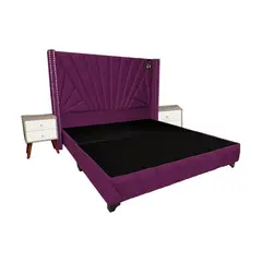 BARAKA HOME - Dormitorio Lienz King + Cabecera + 2 Veladores - Purpura
