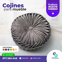 CRISAL - Cojines Velvet Redondos Gris