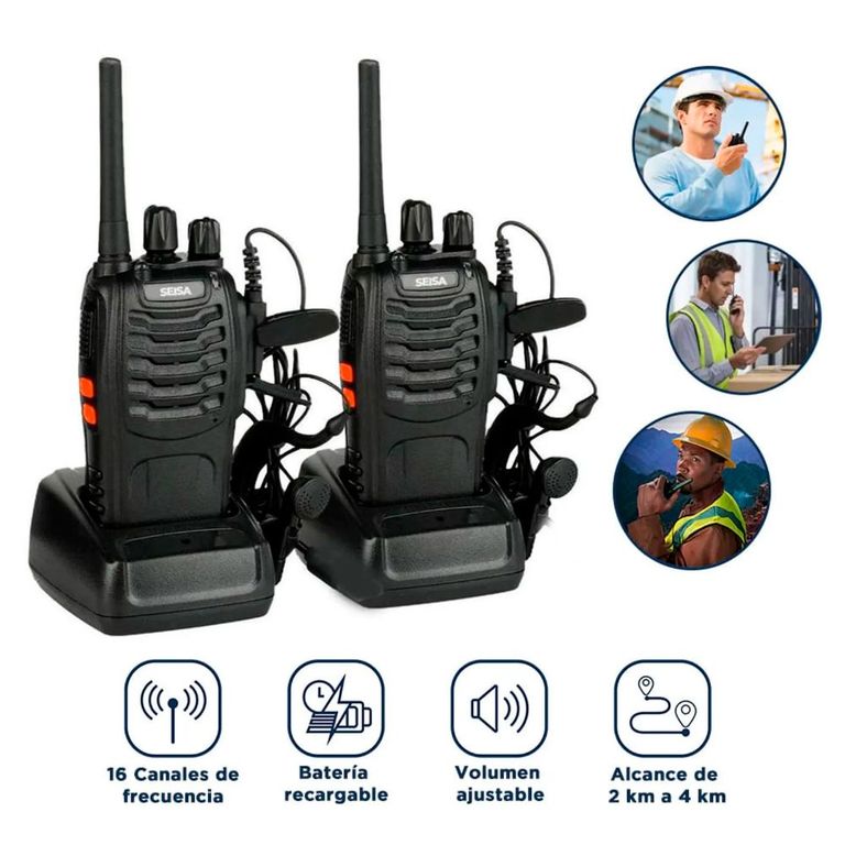 Pack 2 Radios portátiles BF888S Walkie Talkie UHF 16 Canales