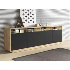 TU MESITA - Aparador largo 4 puertas Jacinto color HayaNegro