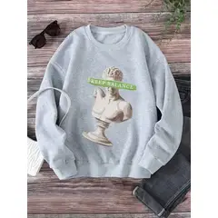 MOSS ROSE - Sudadera de cuello redondo estampada estampada para mujer