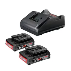 BOSCH - Kit 2 Baterías Ion de Litio 18V 2.0 Ah + Cargador