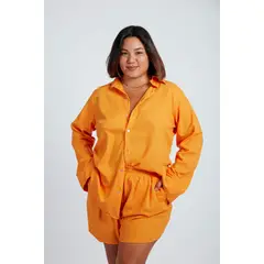 MISS LADY - Blusa Básica de Lino - Naranja