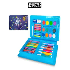 GENERICO - Mini Set de Arte Estuche de 42 Piezas -Celeste