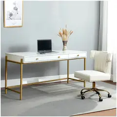VENTITAS HOME - Tocador Minimalista Scarlete Blanco y Dorado