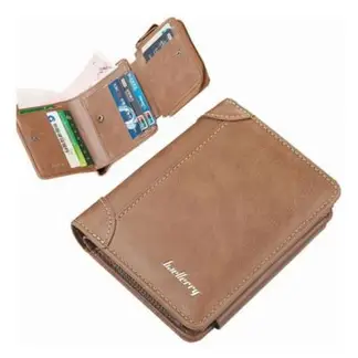 BAELLERRY - Billetera Hombre de Cuero Tarjetero y Monedero Negro Marrón