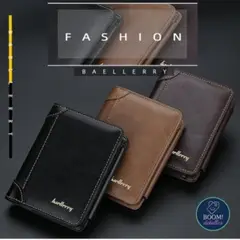 BAELLERRY - Billetera Hombre de Cuero Tarjetero y Monedero Negro Marrón