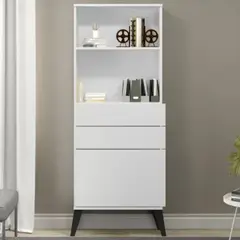 TU MESITA - Vitrina funcional 1 puerta 2 cajones Evangelina color Blanco