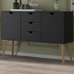 TU MESITA - Aparador clásico 3 cajones 2 puerta Celta color Negro