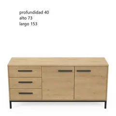 TU MESITA - Aparador largo 2 puertas 3 cajones Rosell color Haya