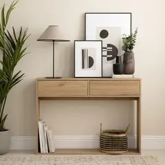 TU MESITA - Recibidor Rústico 2 cajones Denver color Haya