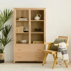 TU MESITA - Vitrina Moderna 2 puertas 2 cajones Damasco color Duna