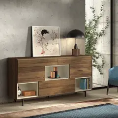 TU MESITA - Aparador Moderno 2 cajones 3 puertas Evian color Marrón