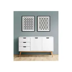 TU MESITA - Aparador Moderno 2 puertas 3 cajones Mirko color Blanco