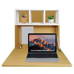 GENERICO - ESCRITORIO PLEGABLE PARA PARED MINIMALISTA FONDO ROBLE