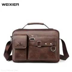 GENERICO - Bandolera Hombre Cuero Impermeable Morral Weixier Porta Tablet Marrón