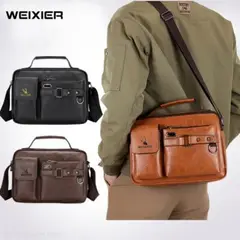 GENERICO - Bandolera Hombre Cuero Impermeable Morral Weixier Porta Tablet Marrón